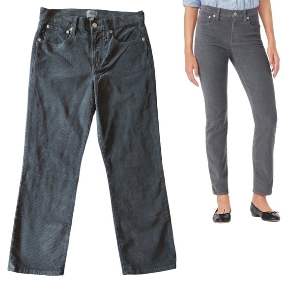 J. Crew Vintage Slim Straight Pant Garment-Dyed Corduroy Gray AC335 Casual - Picture 1 of 10